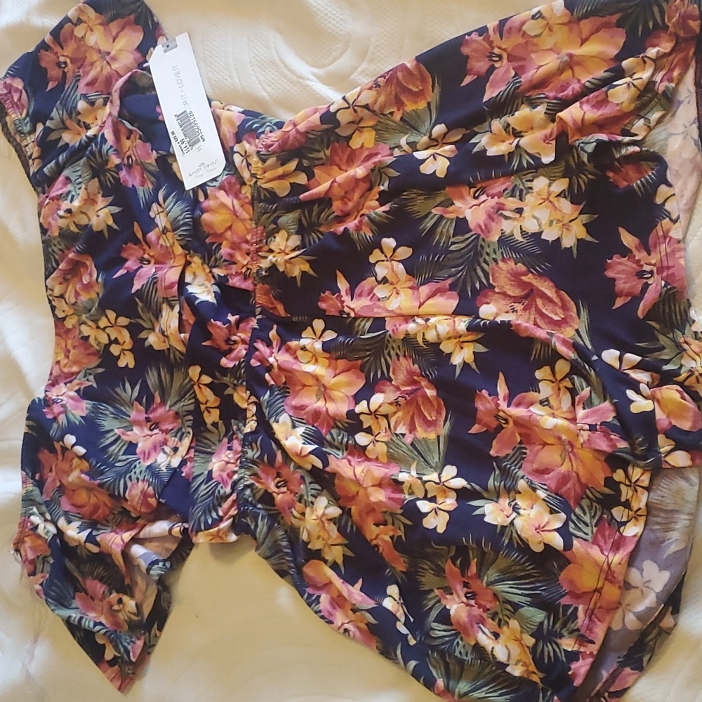 almost famous navy blue flowered ruffle tank shorts romper